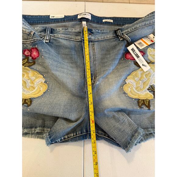 William Rast NWT Embroidered Floral Denim High Rise Shorts Sz 24W - Picture 5 of 6